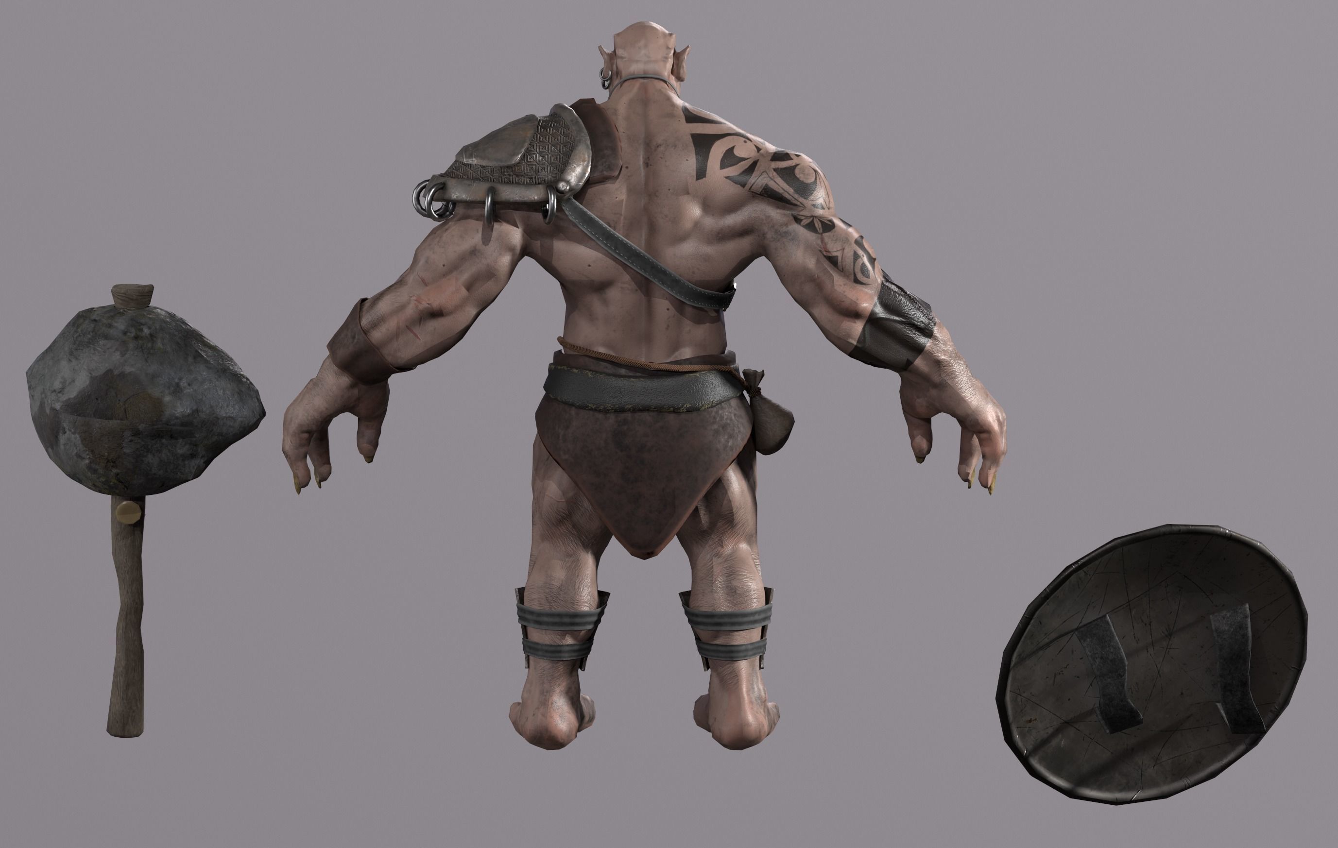 Orc fantasy Game ready Character Low-poly 3D model_6