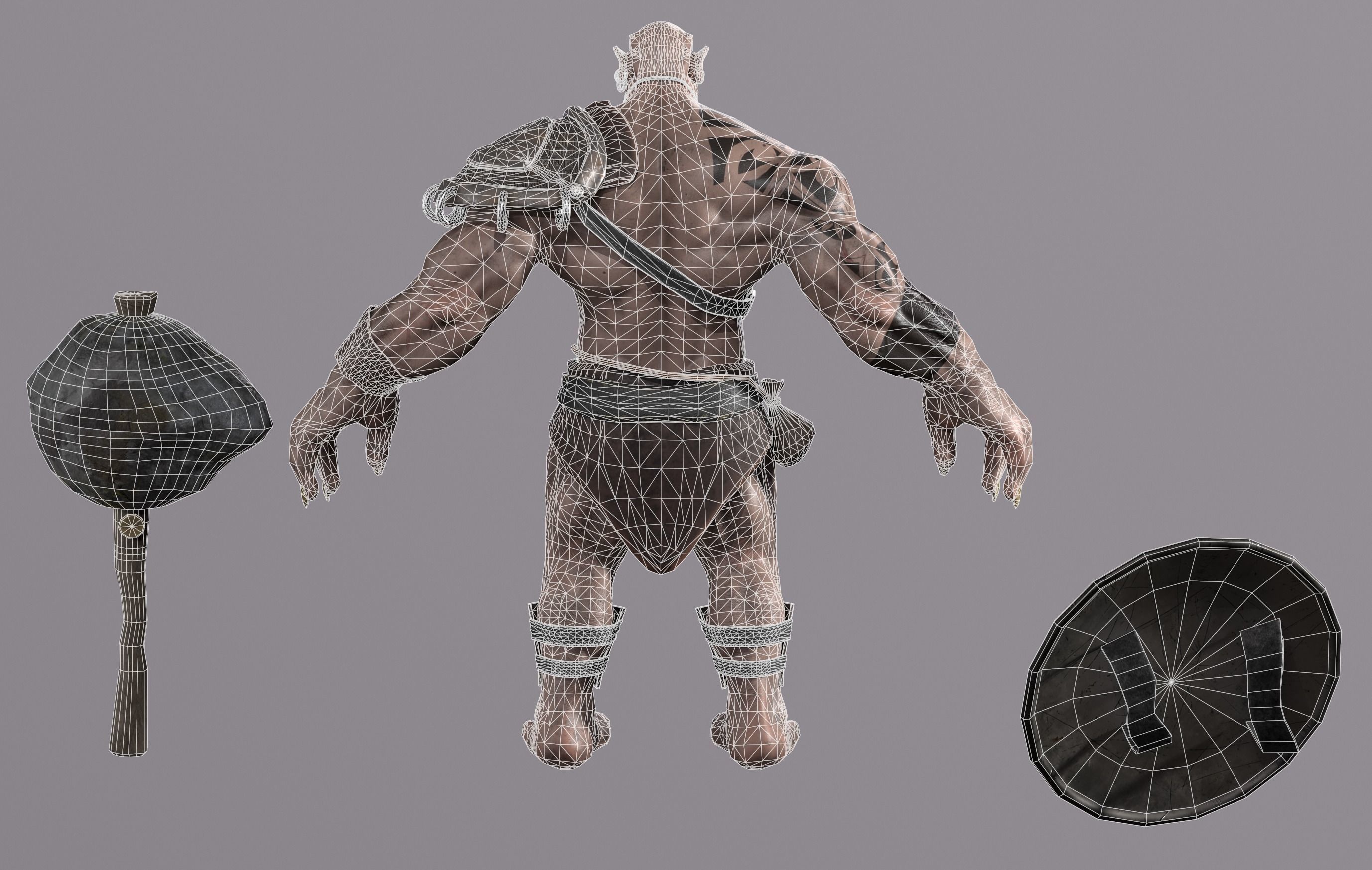 Orc fantasy Game ready Character Low-poly 3D model_5