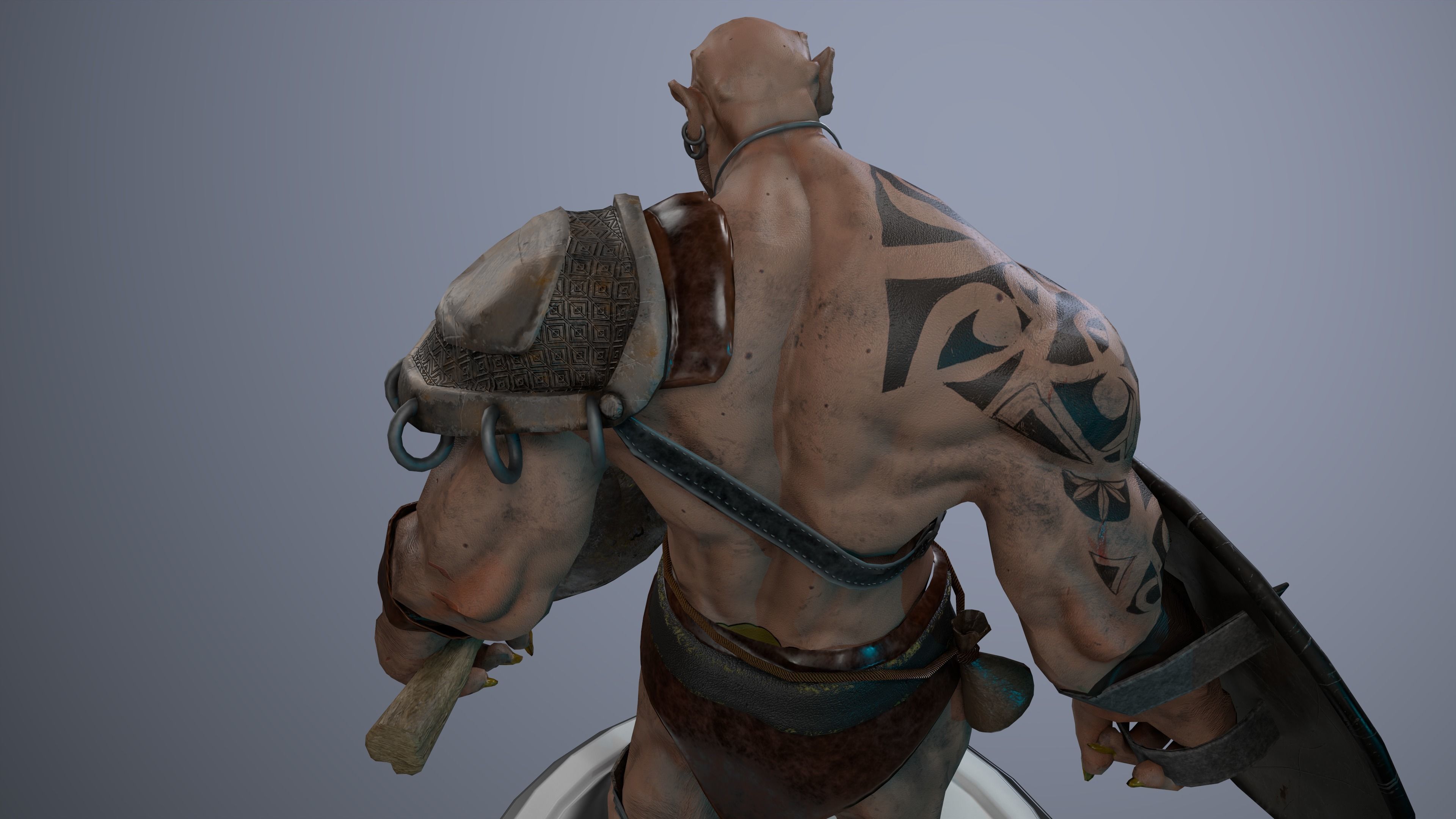 Orc fantasy Game ready Character Low-poly 3D model_3