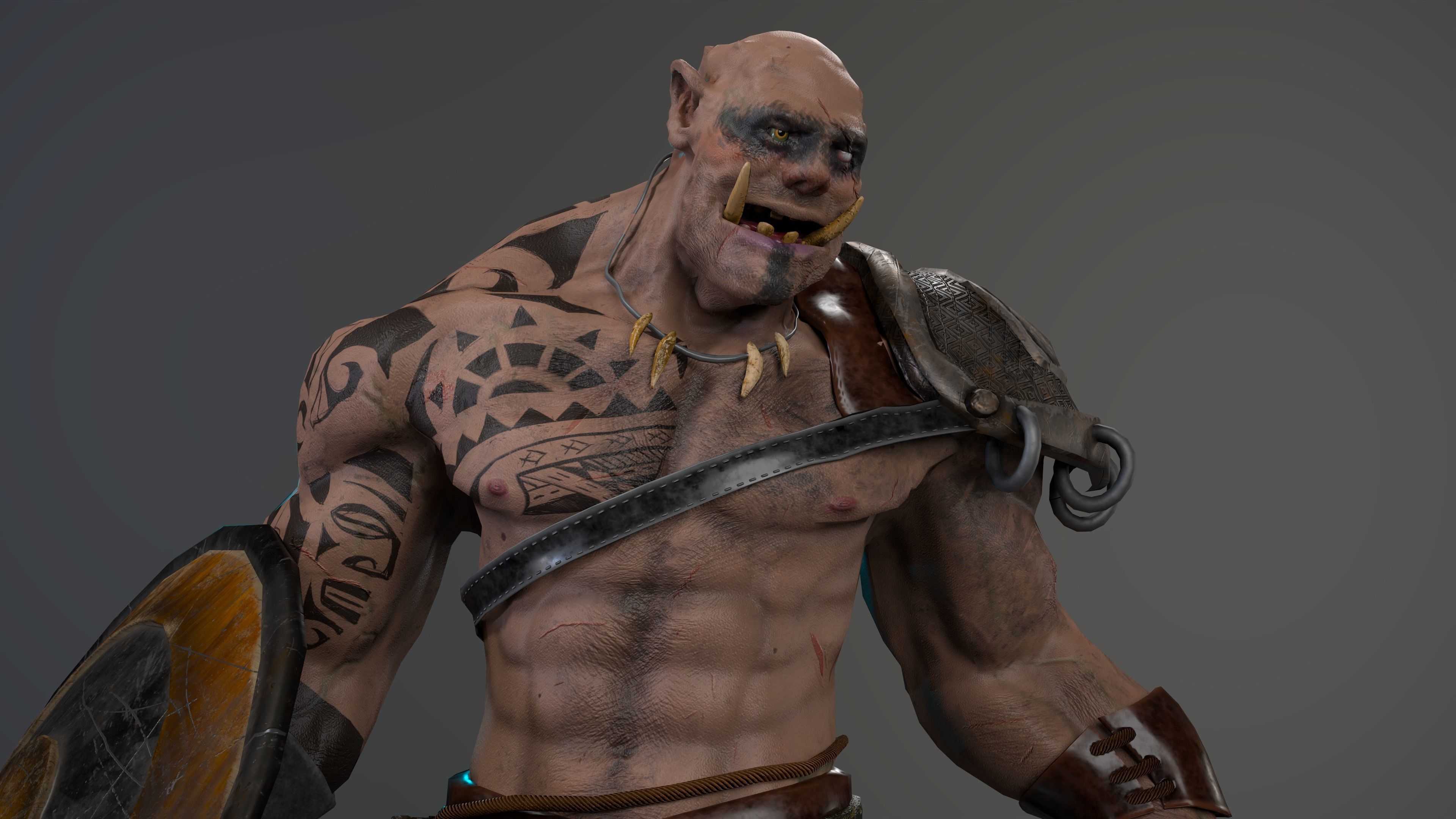 Orc fantasy Game ready Character Low-poly 3D model_2