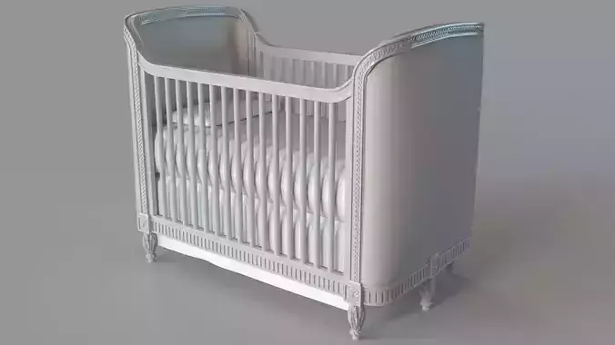 Belle Upholstered Crib Antique Grey Mist Belgian Linen Dove
