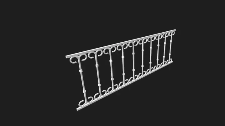 Balcony wrought iron railing Free 3D model_0