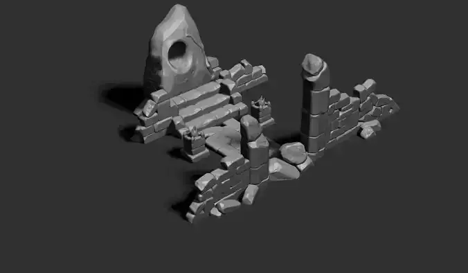 Lost magical Rain Fountain Ruins 3D print model