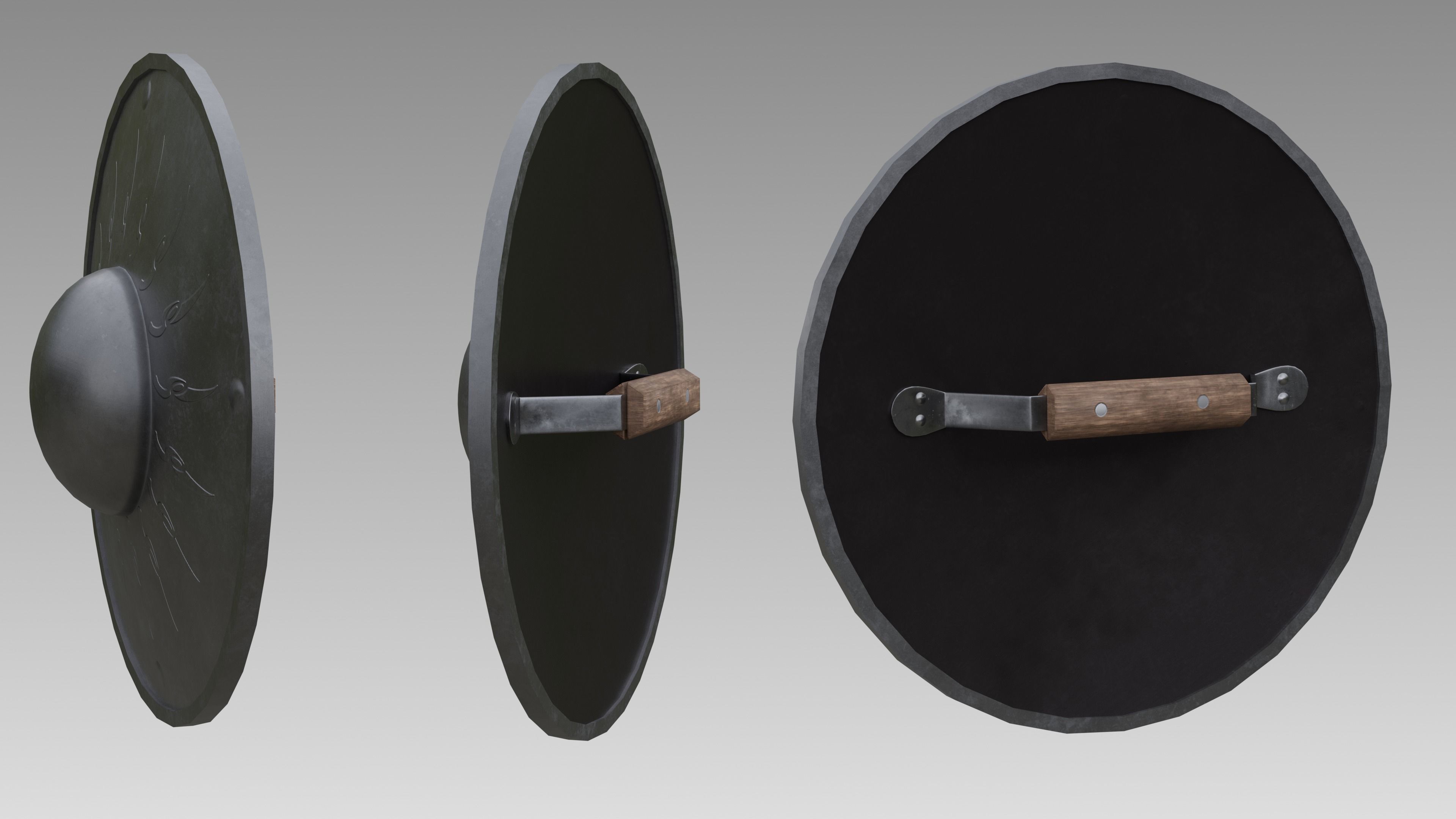 Buckler shield Free low-poly 3D model_1