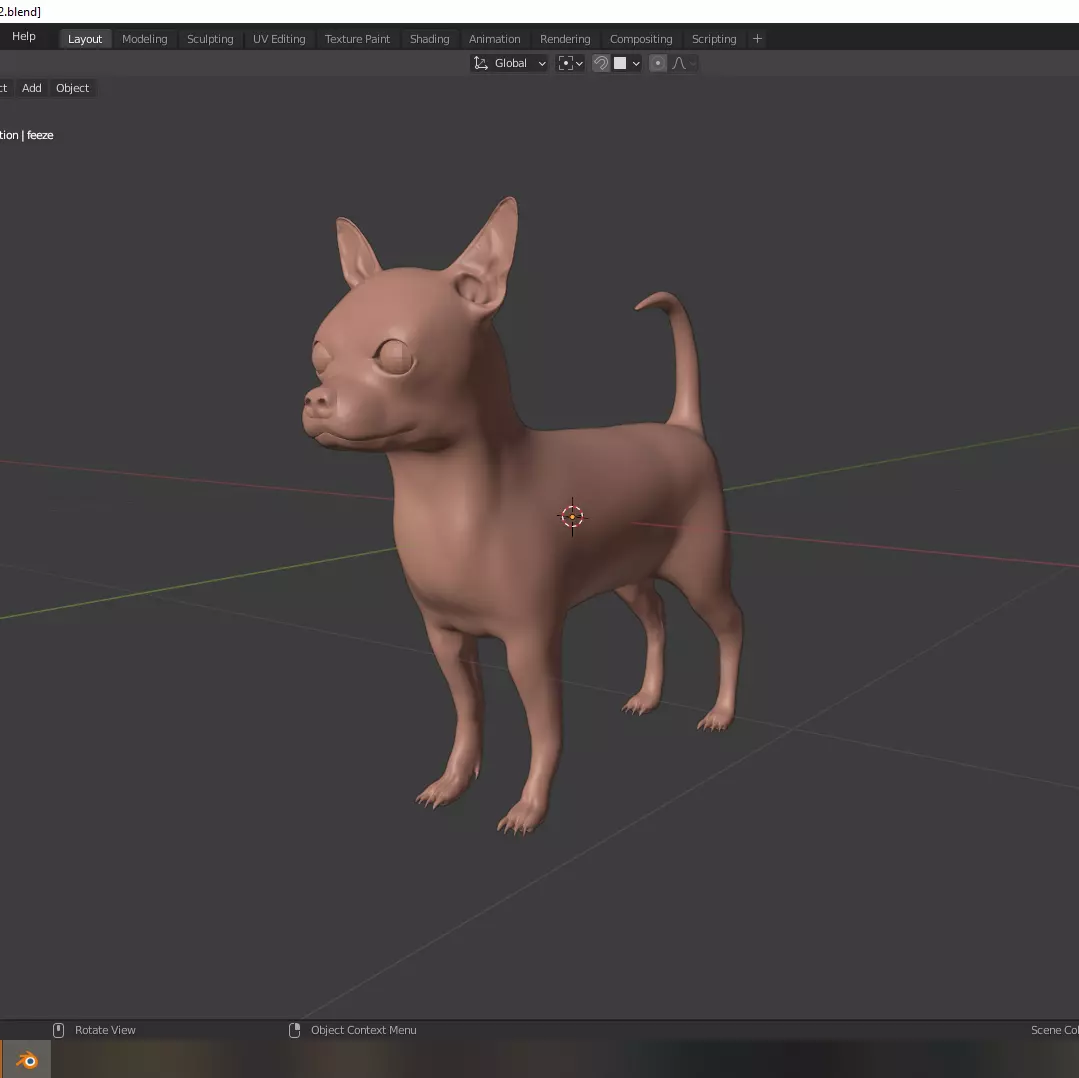 Small dog animal high poly first sculpt 3D model_0