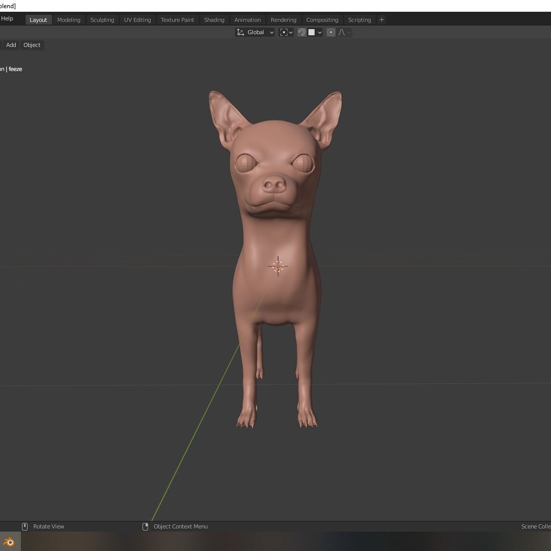Small dog animal high poly first sculpt 3D model_2
