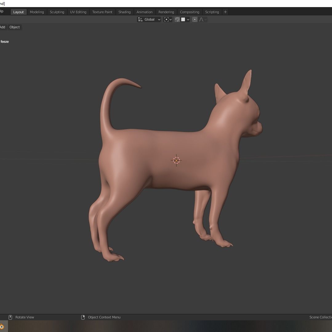 Small dog animal high poly first sculpt 3D model_4