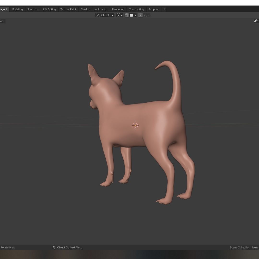 Small dog animal high poly first sculpt 3D model_3