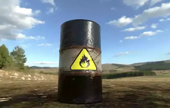 BLACK OIL DRUM- LOW-POLY 3D MODEL