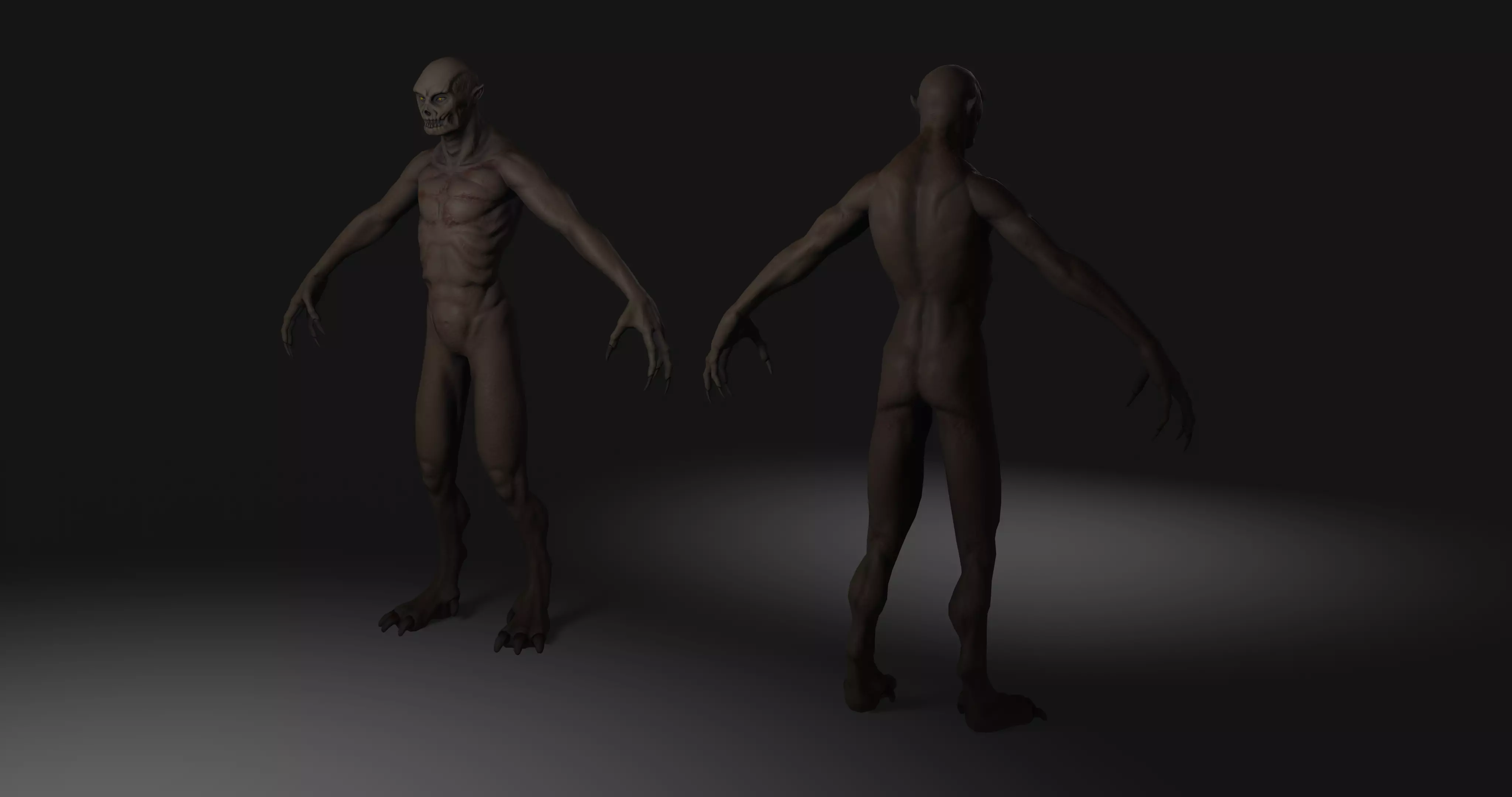 Monster undead creature Low-poly 3D model_0