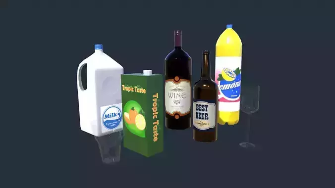 Beverages fruit juice box Low-poly 3D model