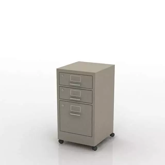 Wheeled Cabinet With Three Drawers 3D model_0