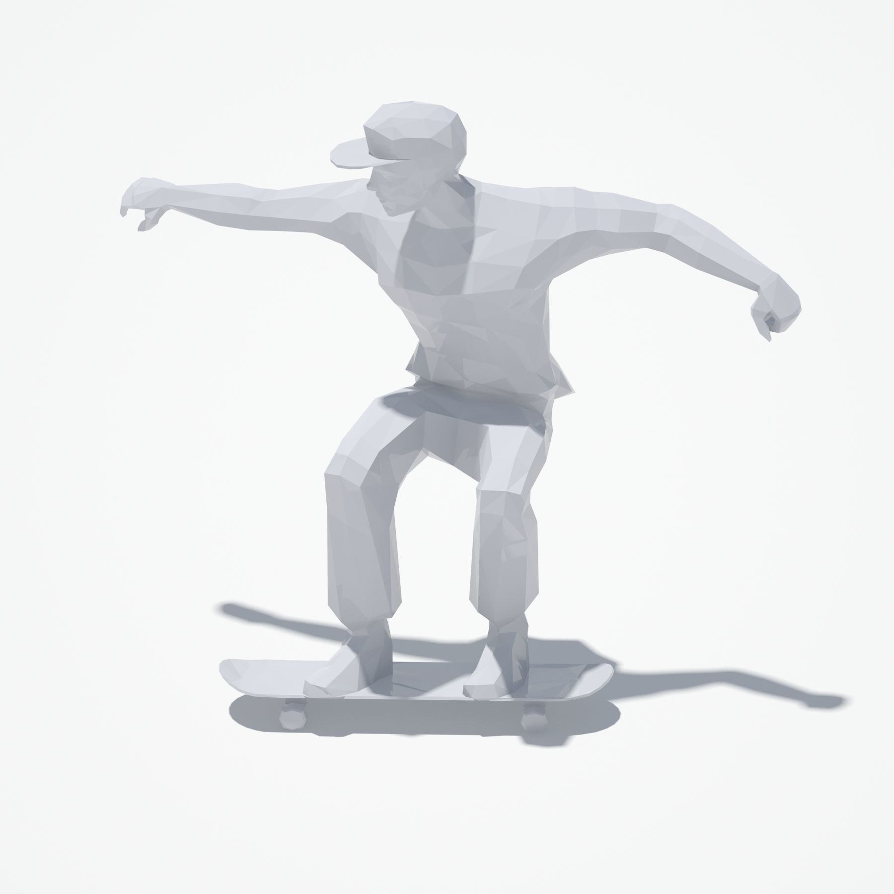 Skater Man Sport Pose  Low-poly 3D model_1