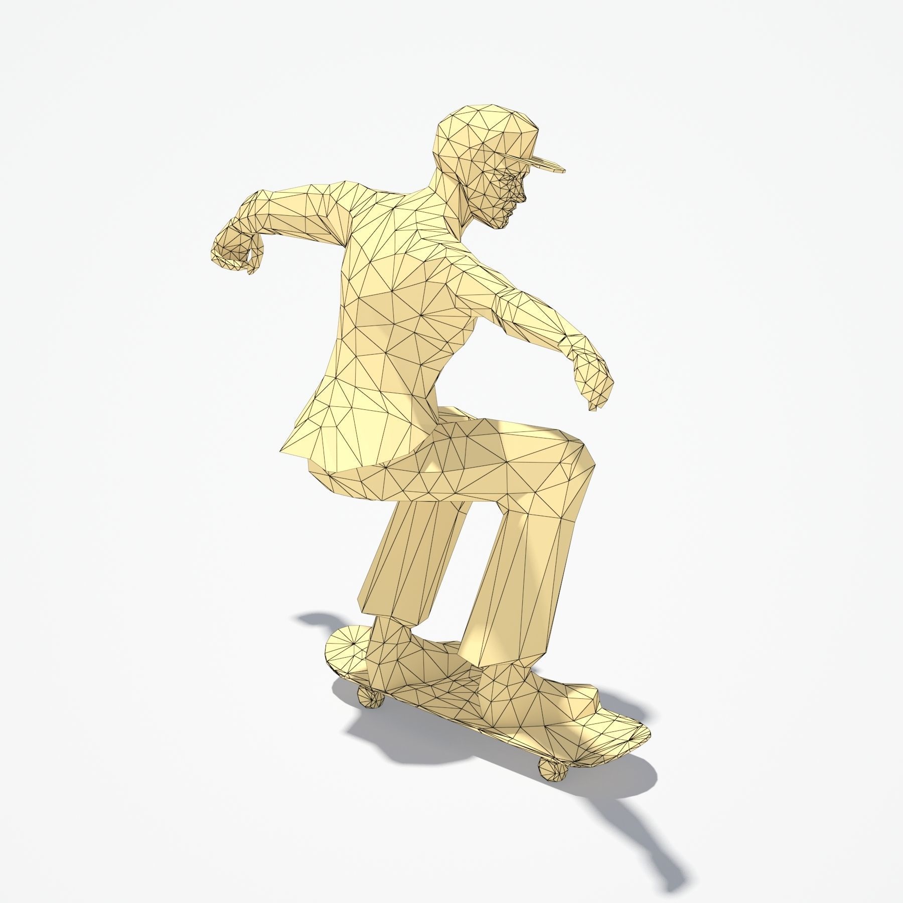 Skater Man Sport Pose  Low-poly 3D model_3