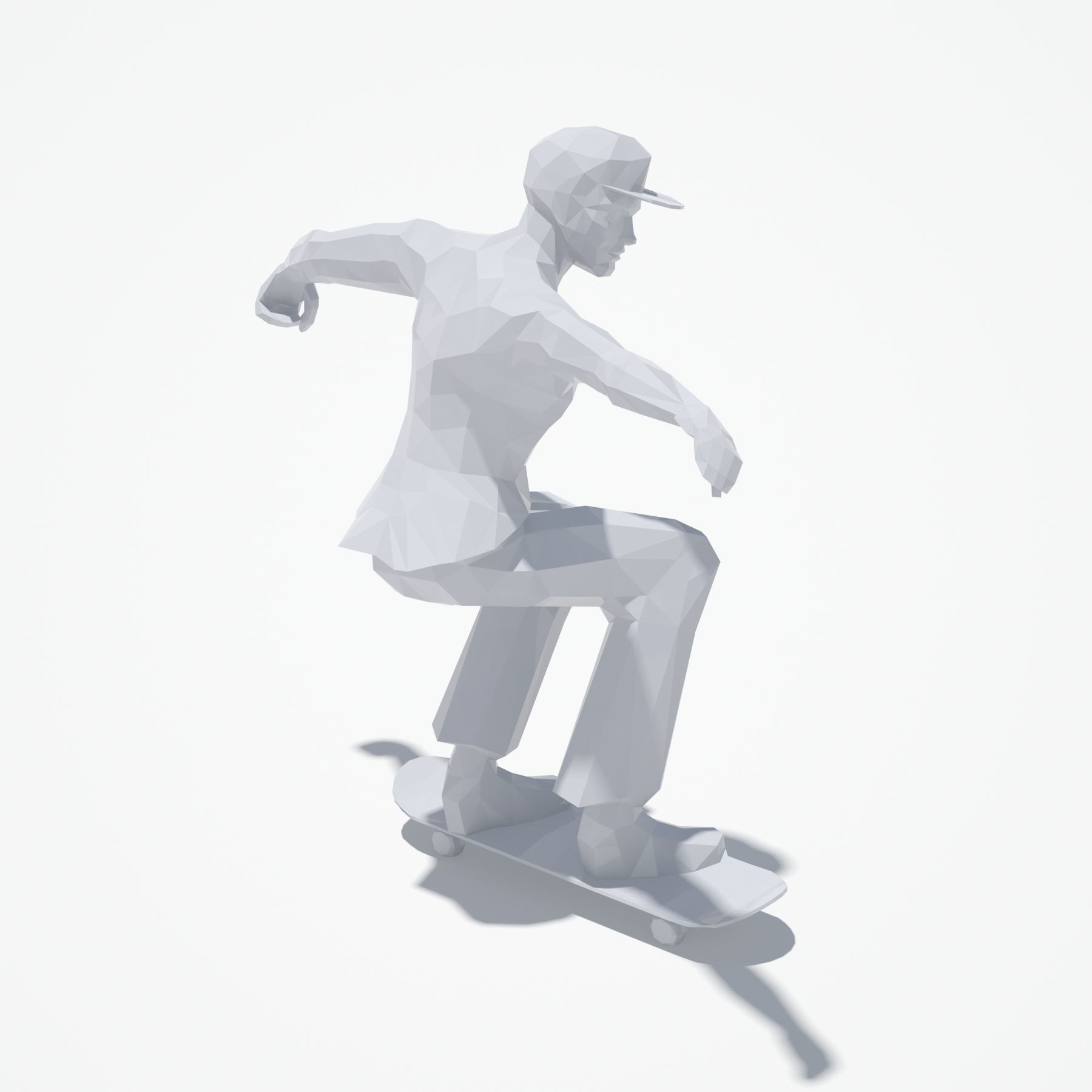 Skater Man Sport Pose  Low-poly 3D model_2