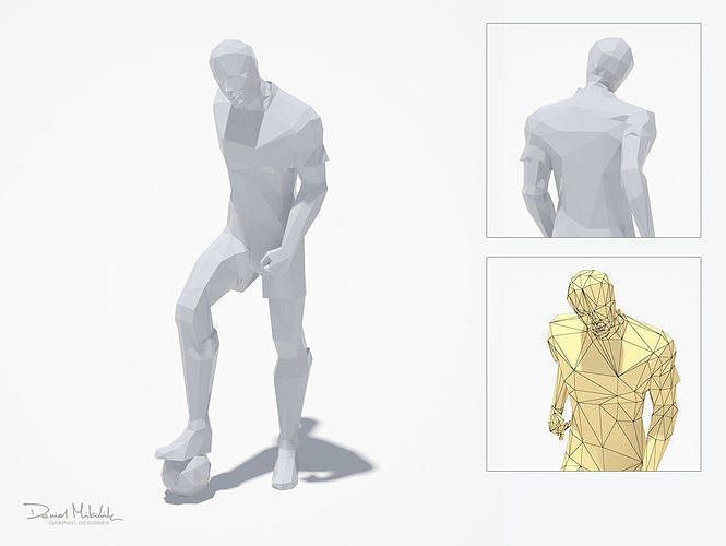 Football Man Sport Pose2 Low-poly 3D model