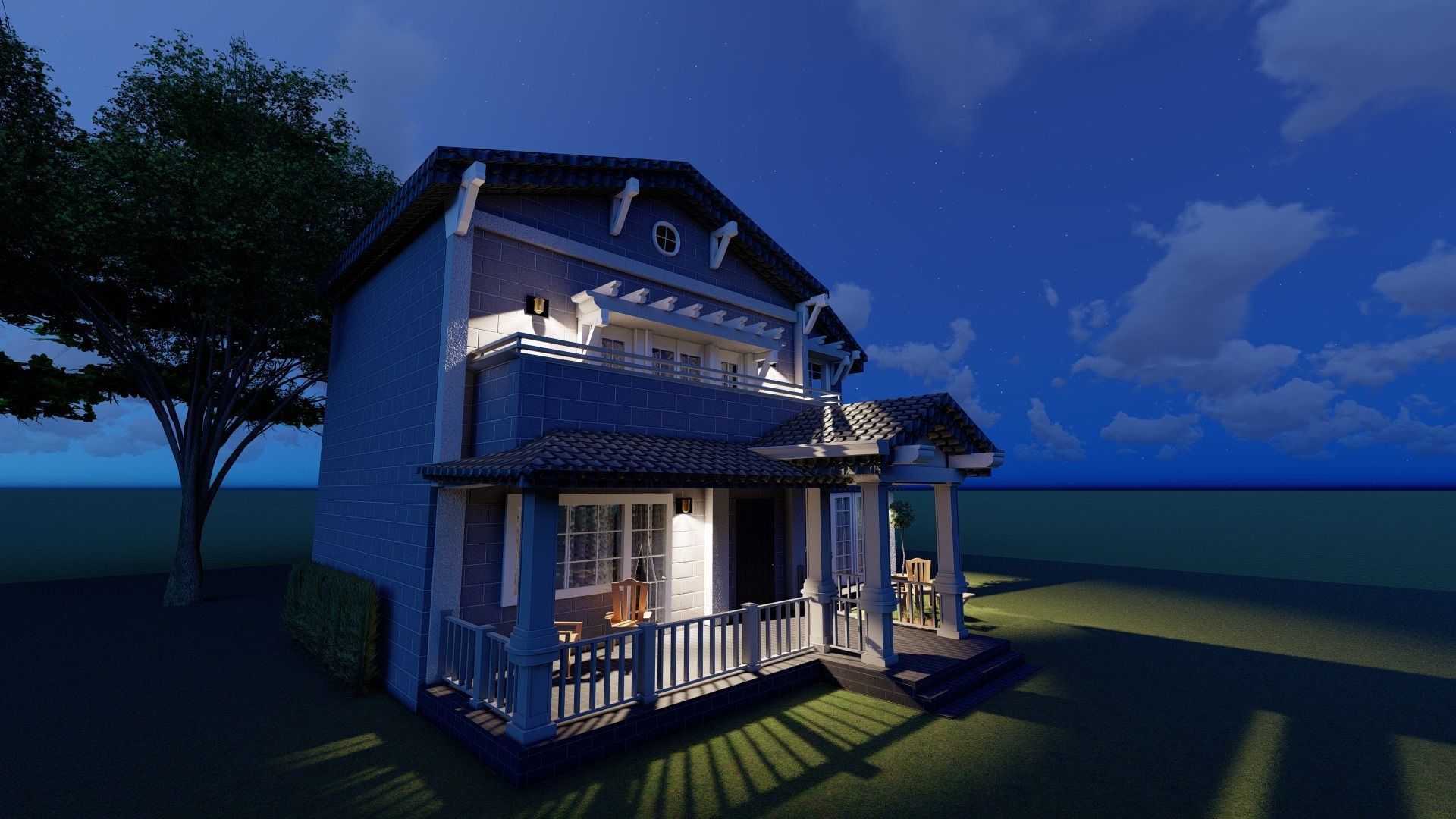 Exterior Country House With Beautiful Nature 3D model_9