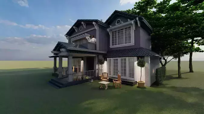 Exterior Country House With Beautiful Nature 3D model