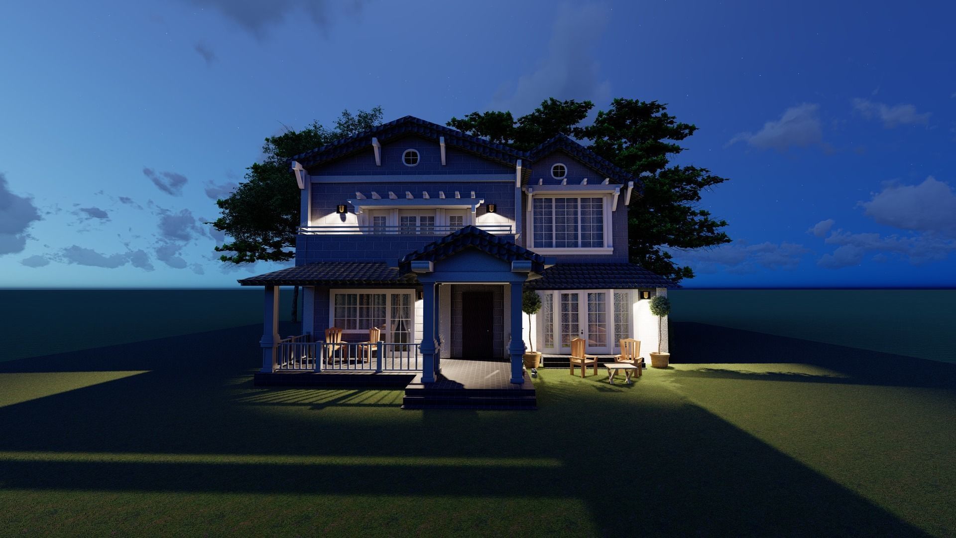 Exterior Country House With Beautiful Nature 3D model_8