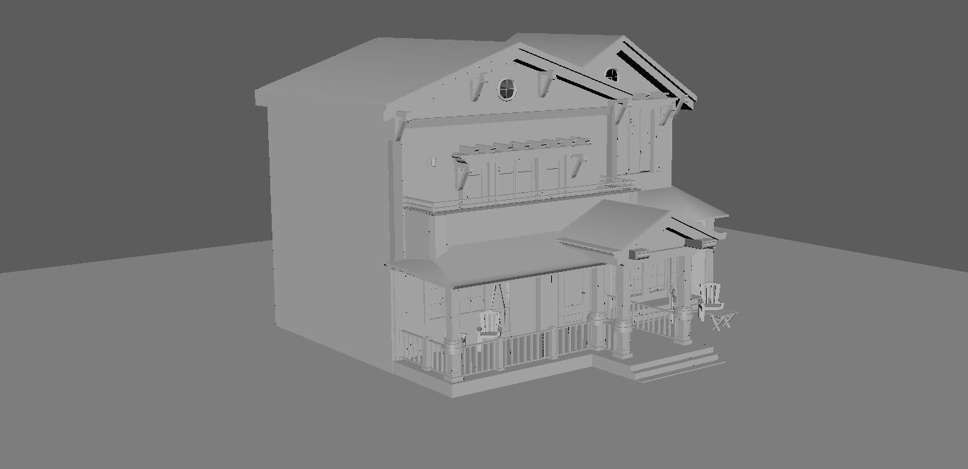 Exterior Country House With Beautiful Nature 3D model_10