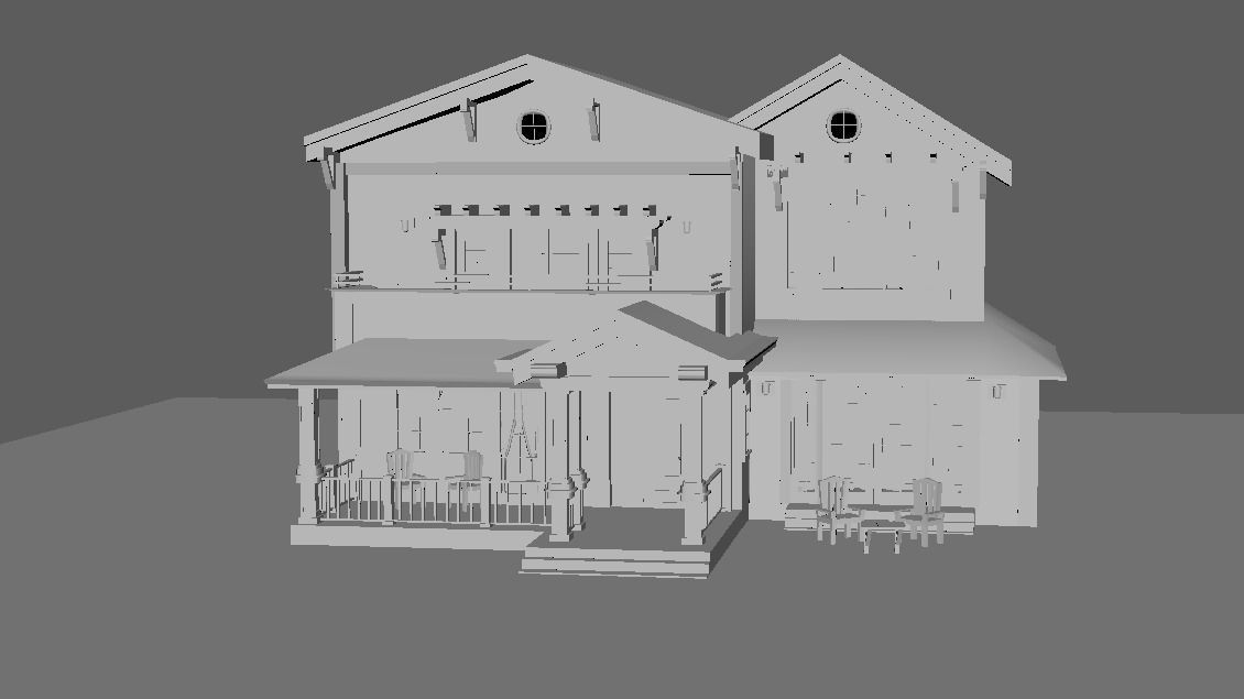 Exterior Country House With Beautiful Nature 3D model_11