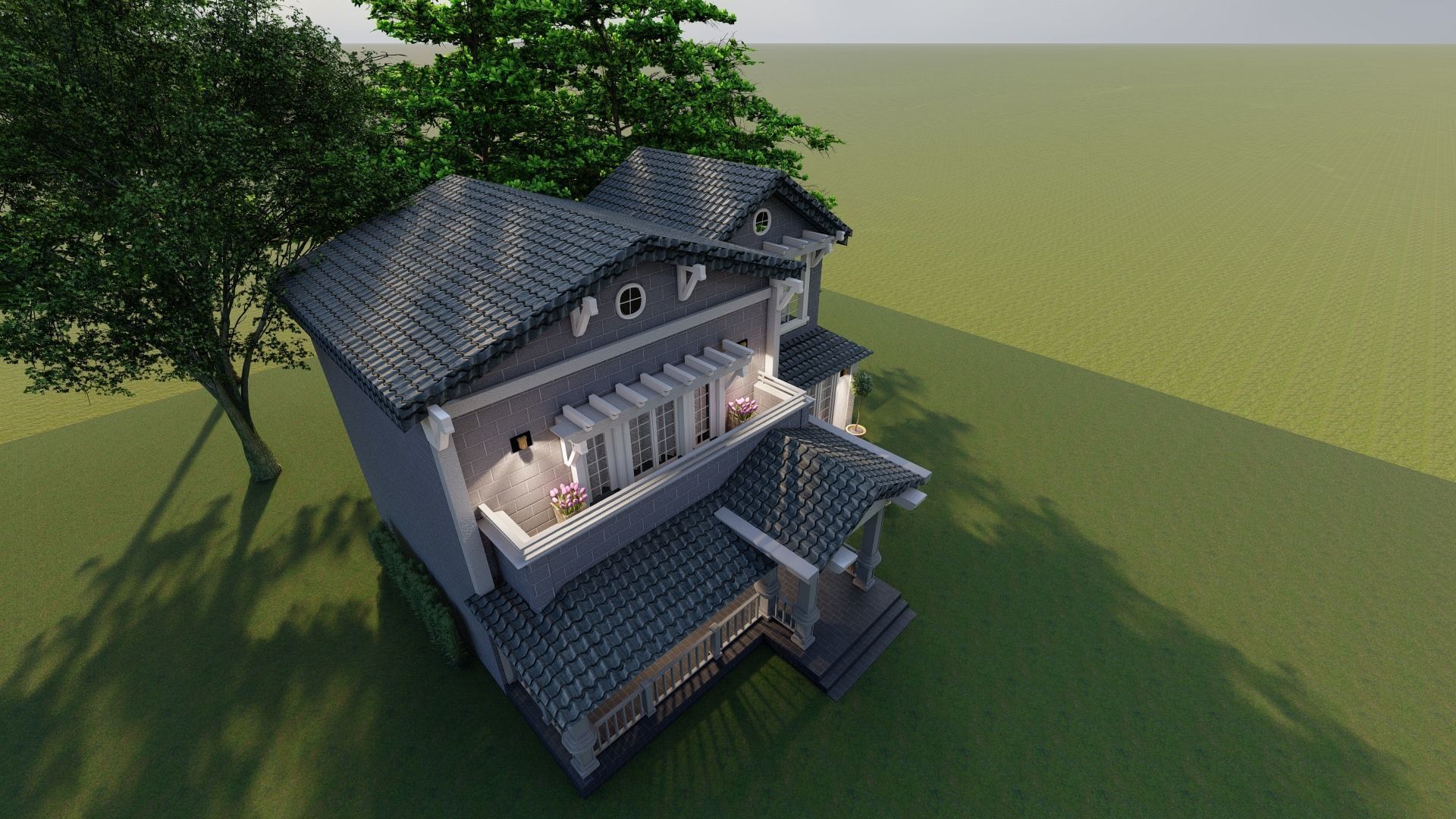 Exterior Country House With Beautiful Nature 3D model_3