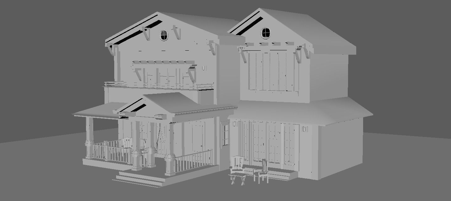 Exterior Country House With Beautiful Nature 3D model_12