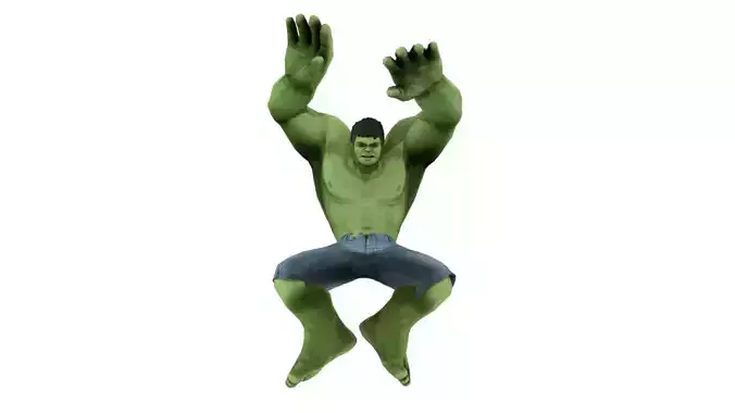 The Hulk incredible jumping Low-poly 3D model