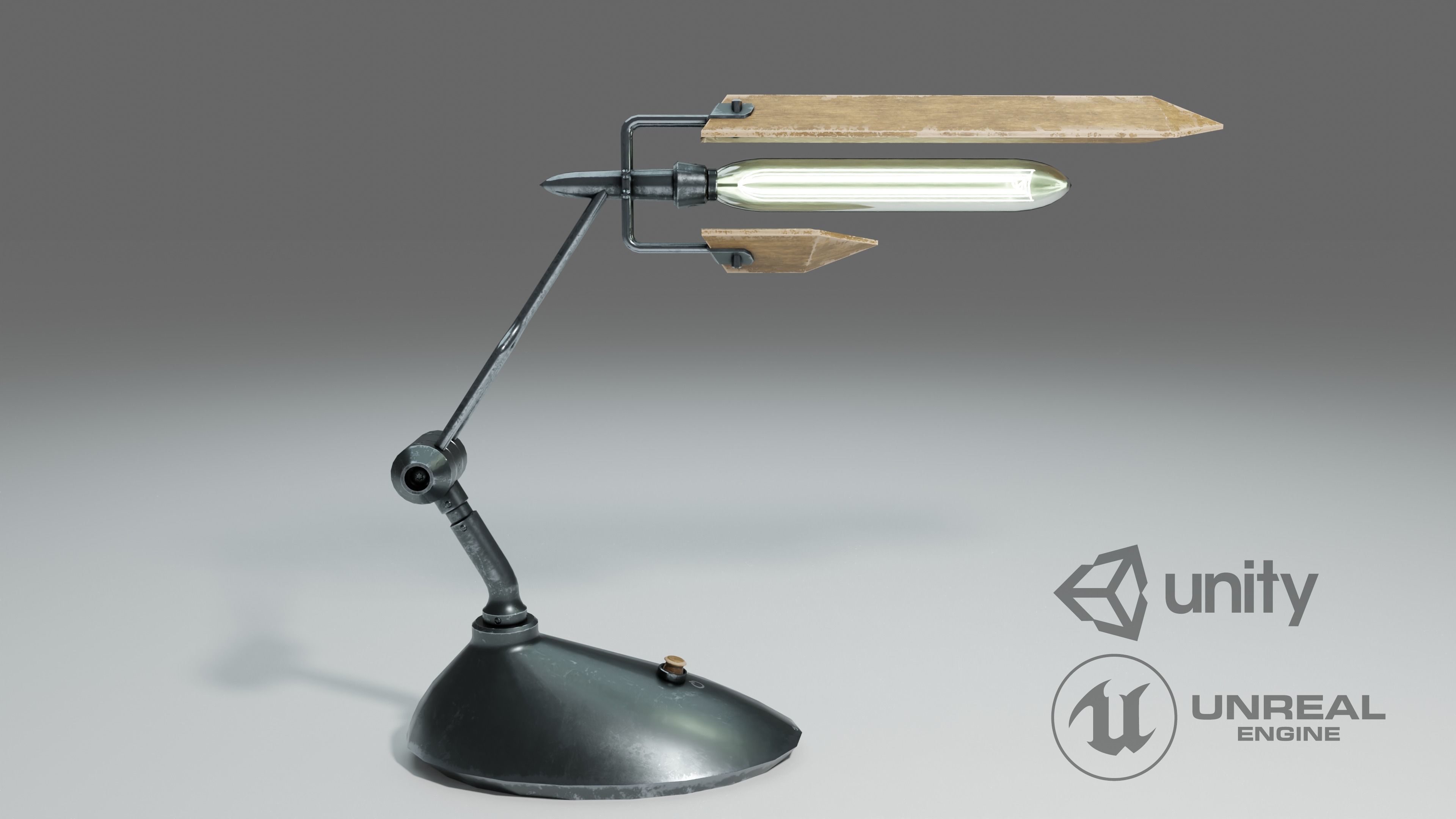 Modern or steampunk Lamp  Low-poly 3D model_1