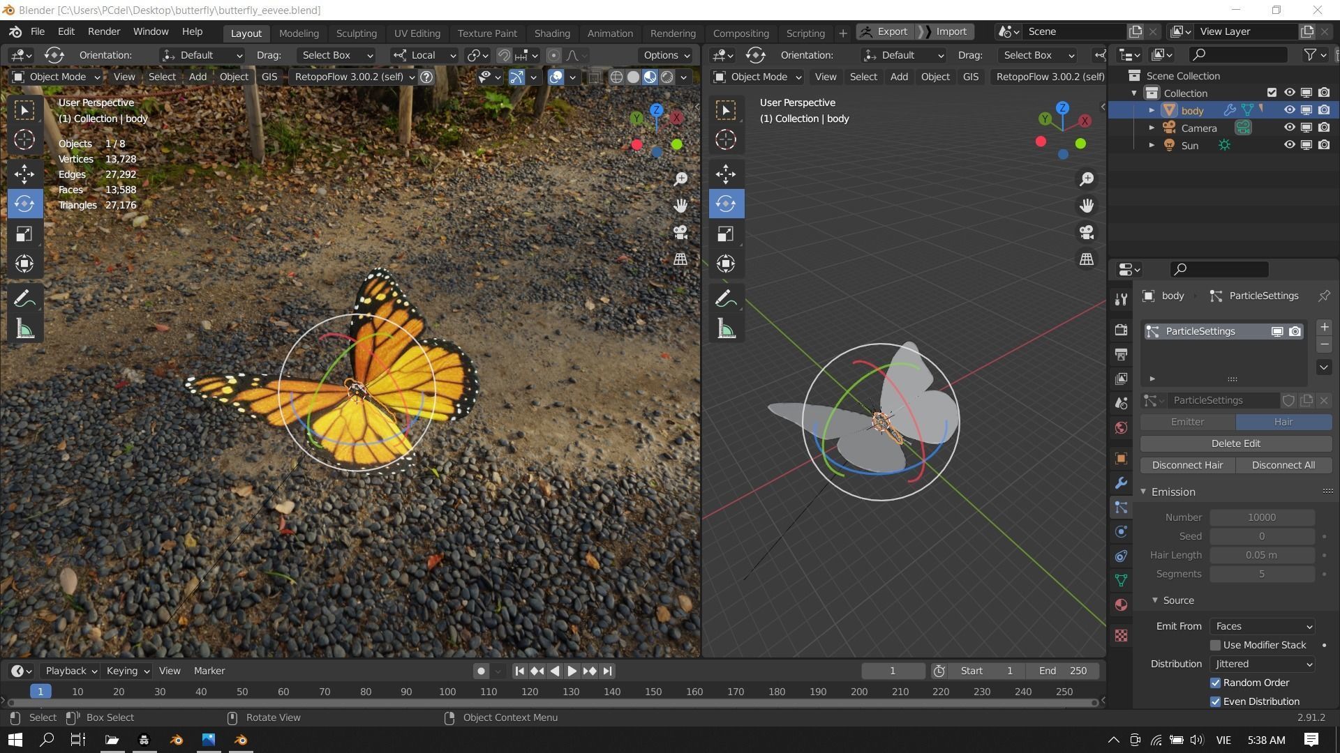 Monarch butterfly Low-poly 3D model_19