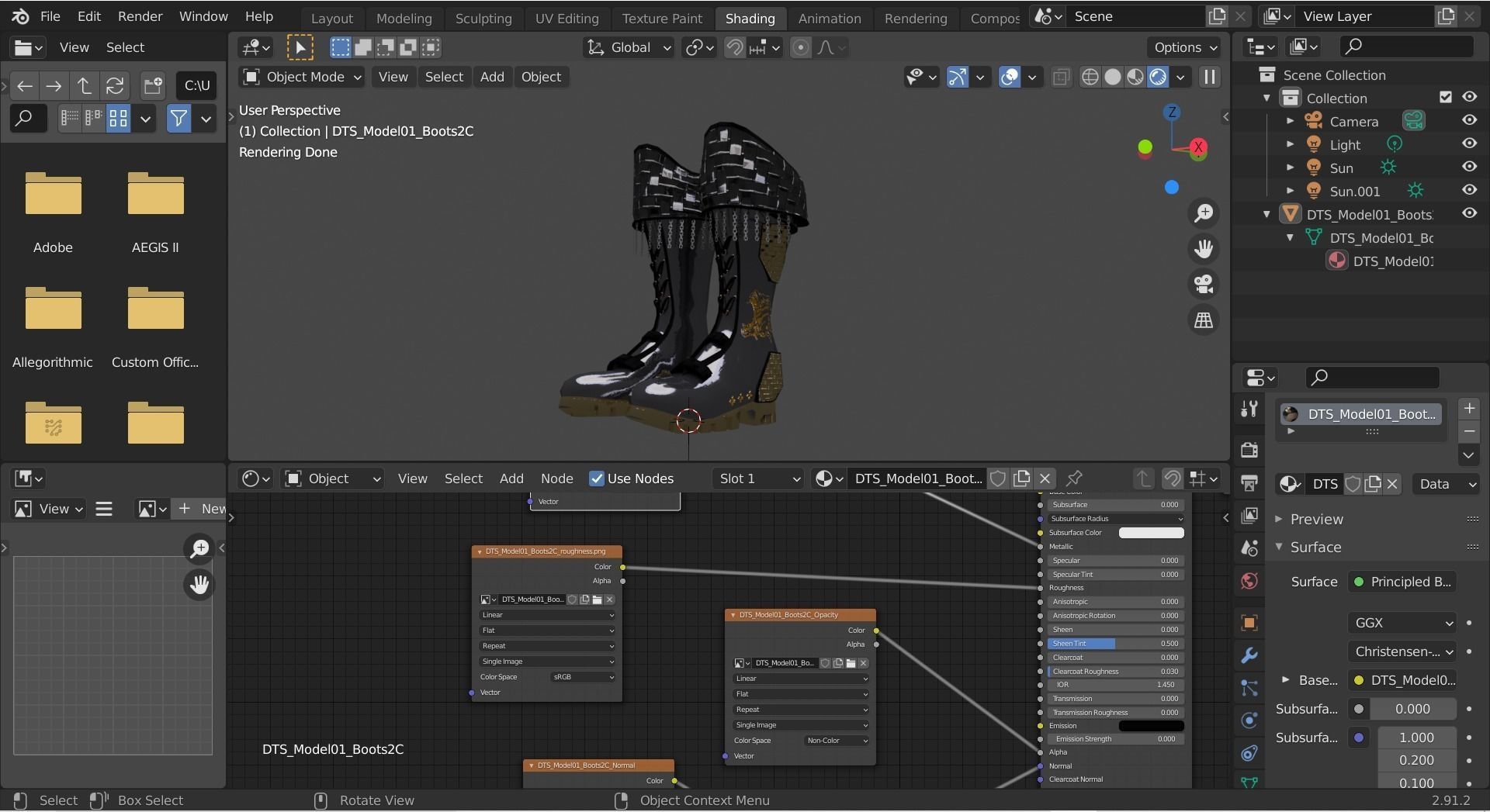 DTS-Model01-Boots2C pair of gold boots Low-poly 3D model_6