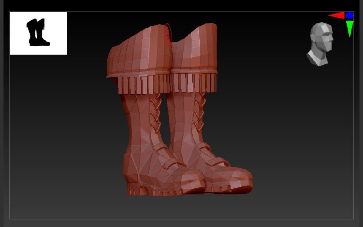 DTS-Model01-Boots2C pair of gold boots Low-poly 3D model_5