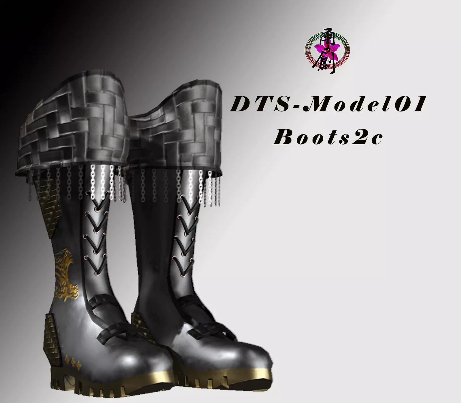 DTS-Model01-Boots2C pair of gold boots Low-poly 3D model_0