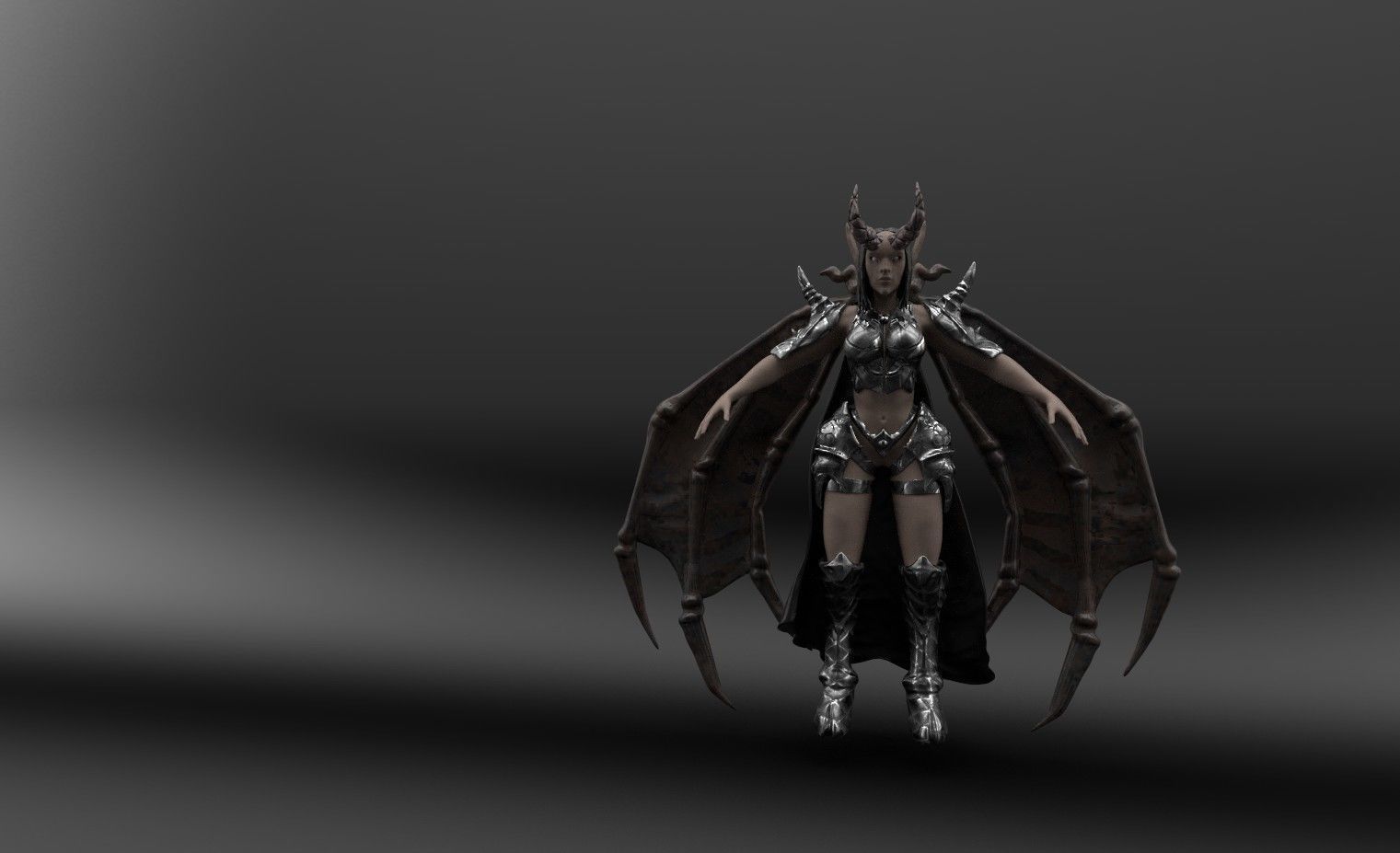 Succubus woman with horns Low-poly 3D model_5