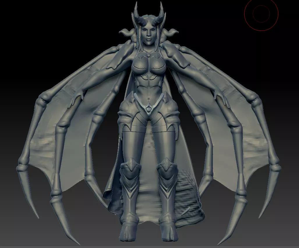 Succubus woman with horns Low-poly 3D model_0