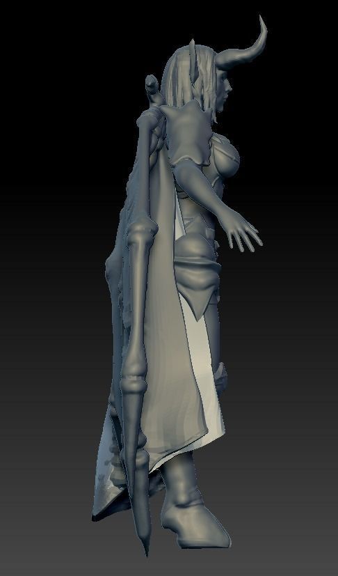 Succubus woman with horns Low-poly 3D model_2