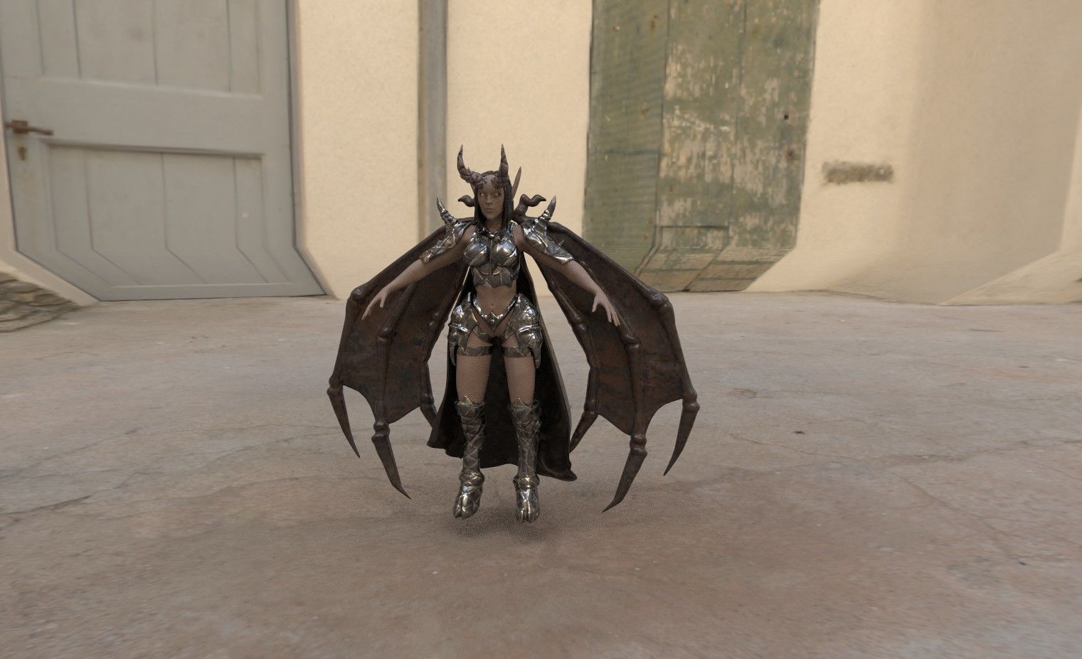 Succubus woman with horns Low-poly 3D model_4