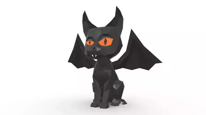evil cat low poly