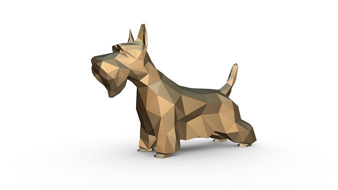 Scottish Terrier figure low poly 3D print model