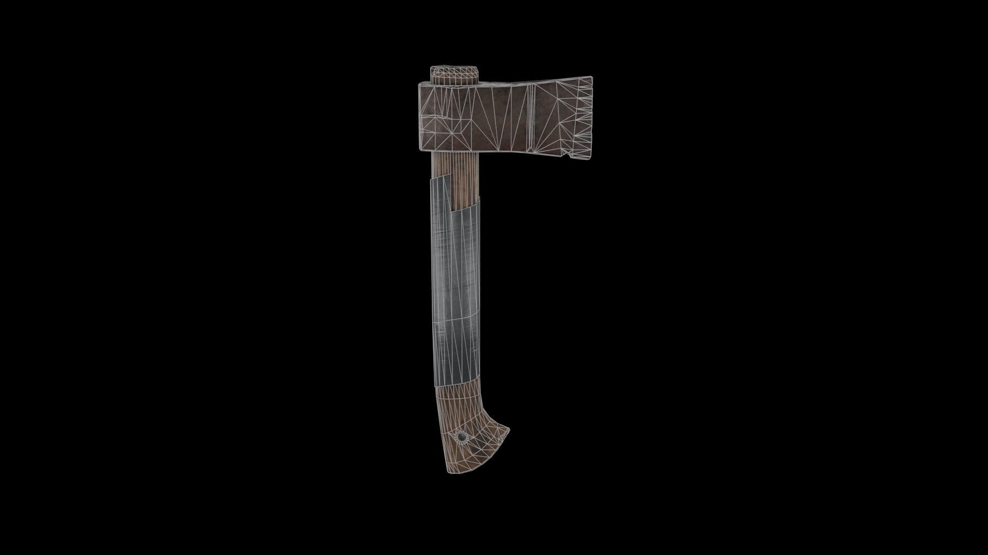 Game ready rusty hatchet Low-poly 3D model_1