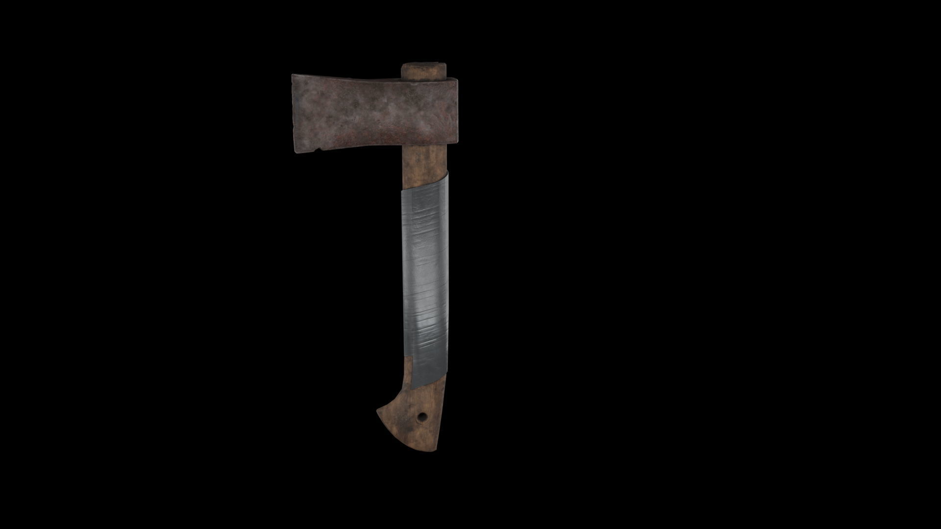 Game ready rusty hatchet Low-poly 3D model_2