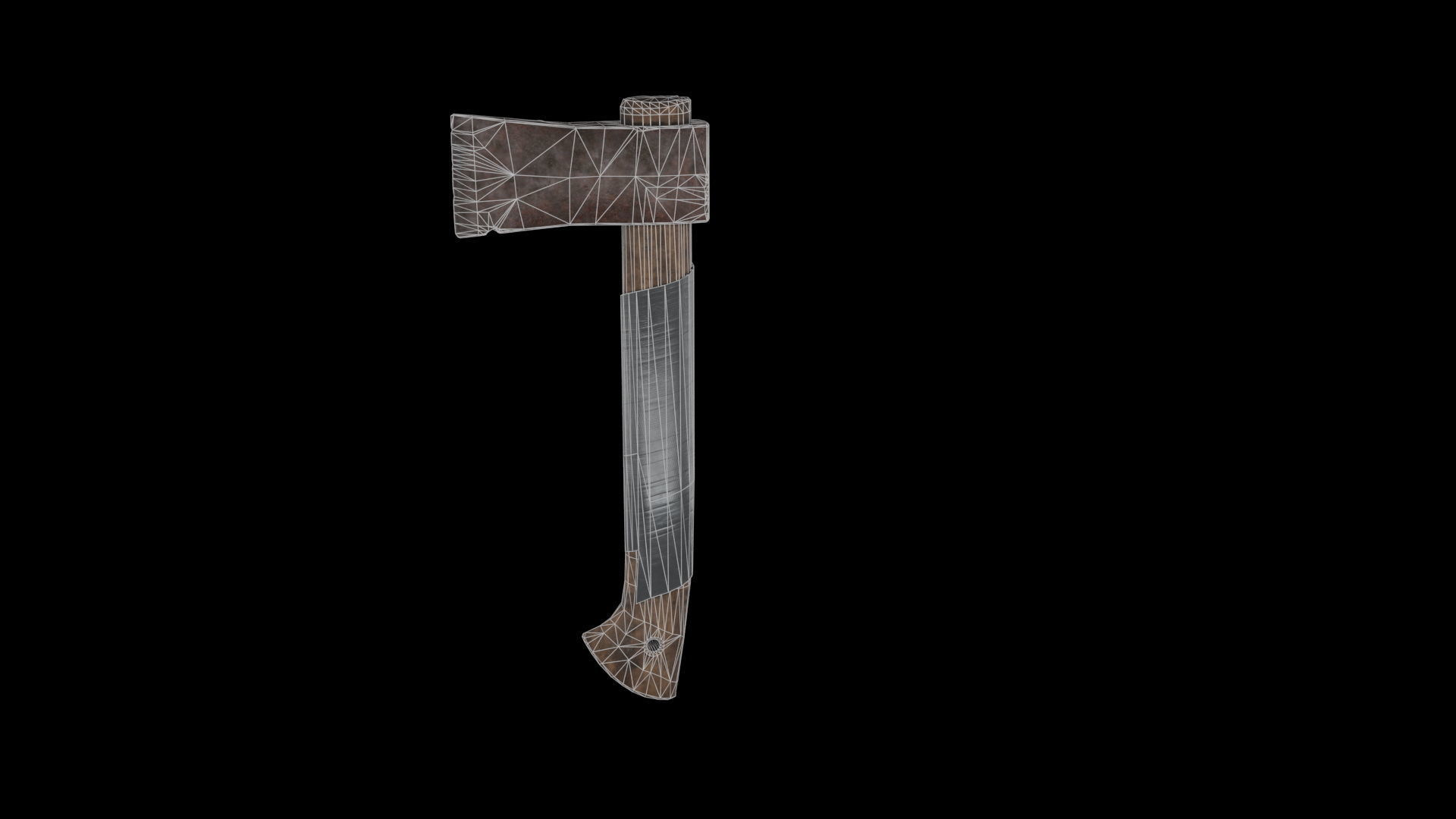 Game ready rusty hatchet Low-poly 3D model_3