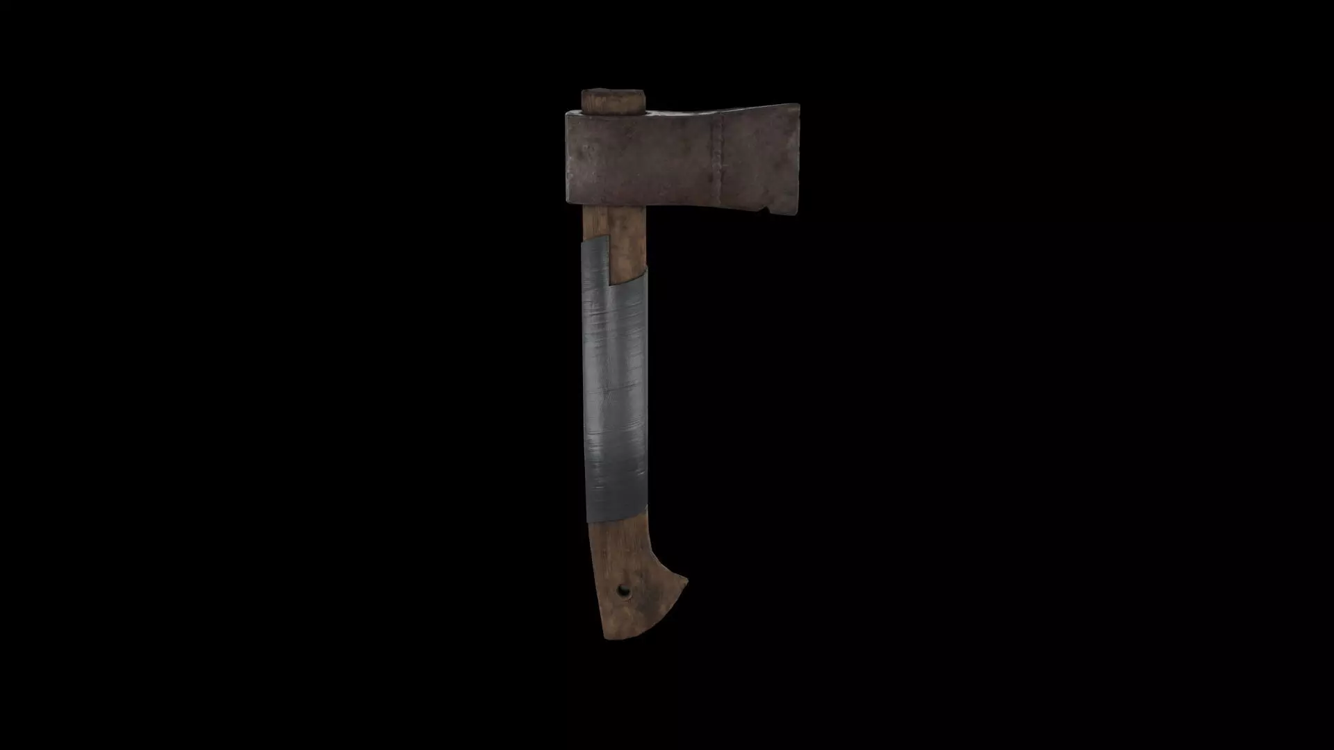 Game ready rusty hatchet Low-poly 3D model_0