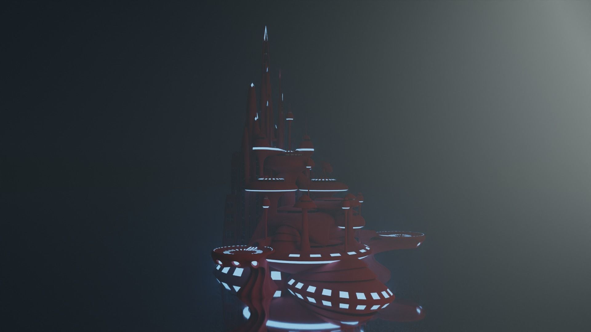 sci-fi building 3D model_1