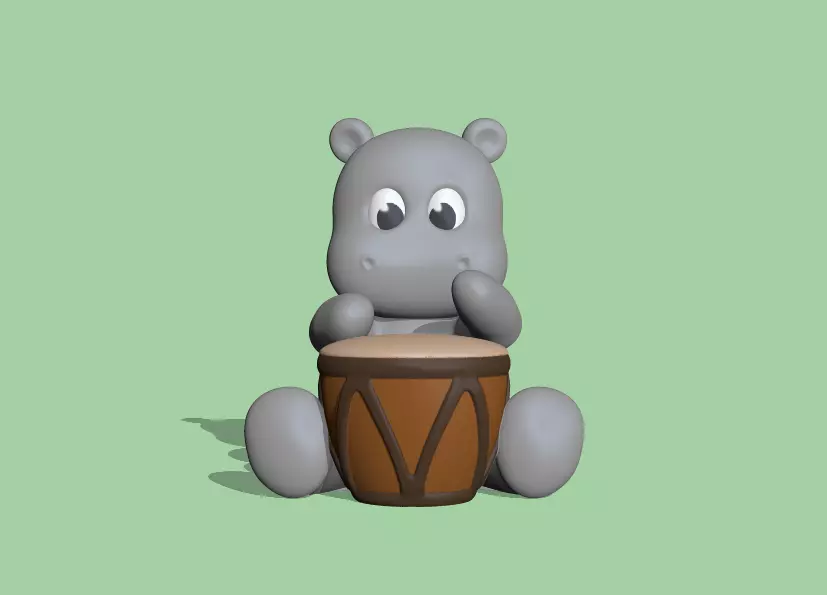 Hippo Drum 3D print model_0