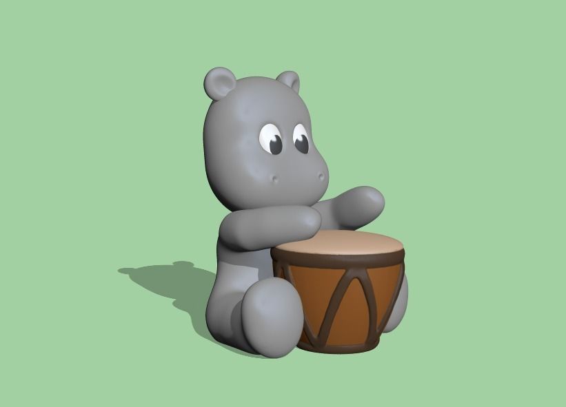 Hippo Drum 3D print model_1