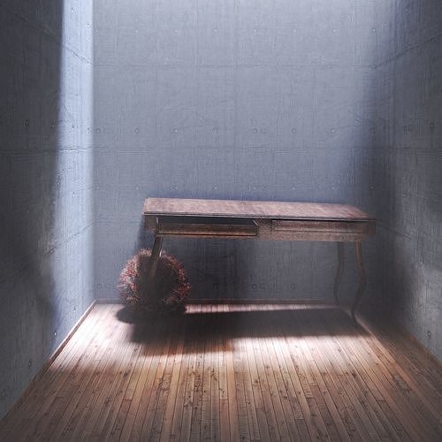 Wooden Old Table With Drawers Free 3D model