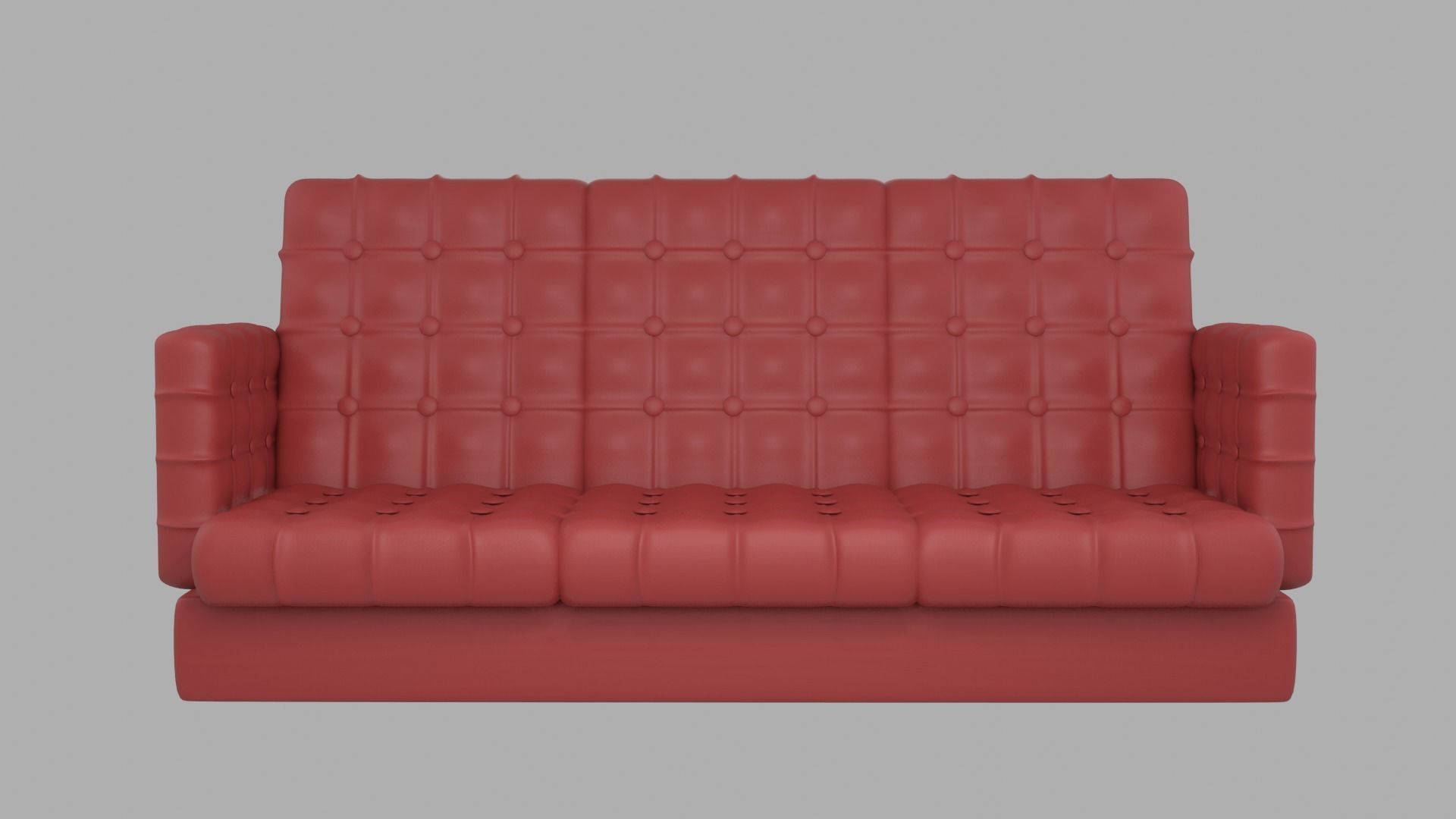 Red Leather Sofa Set 3D model_9