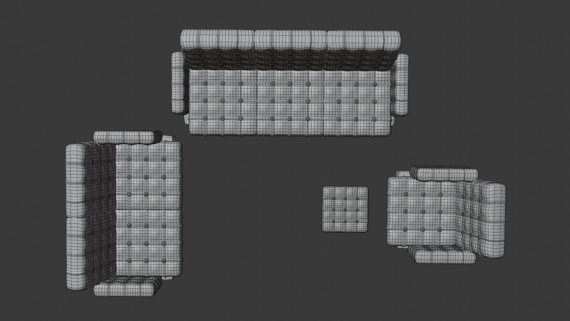 Red Leather Sofa Set 3D model_16