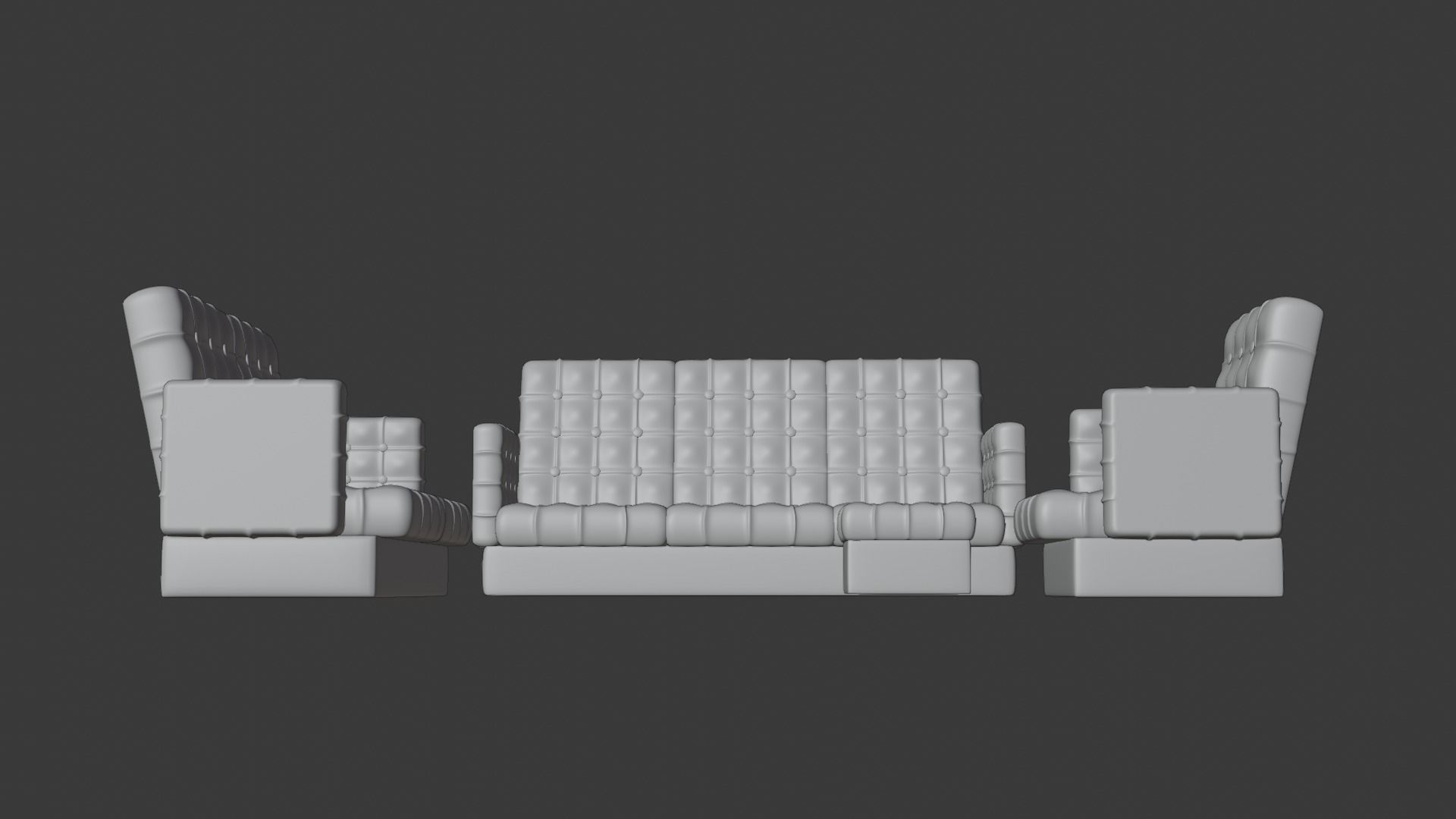 Red Leather Sofa Set 3D model_2